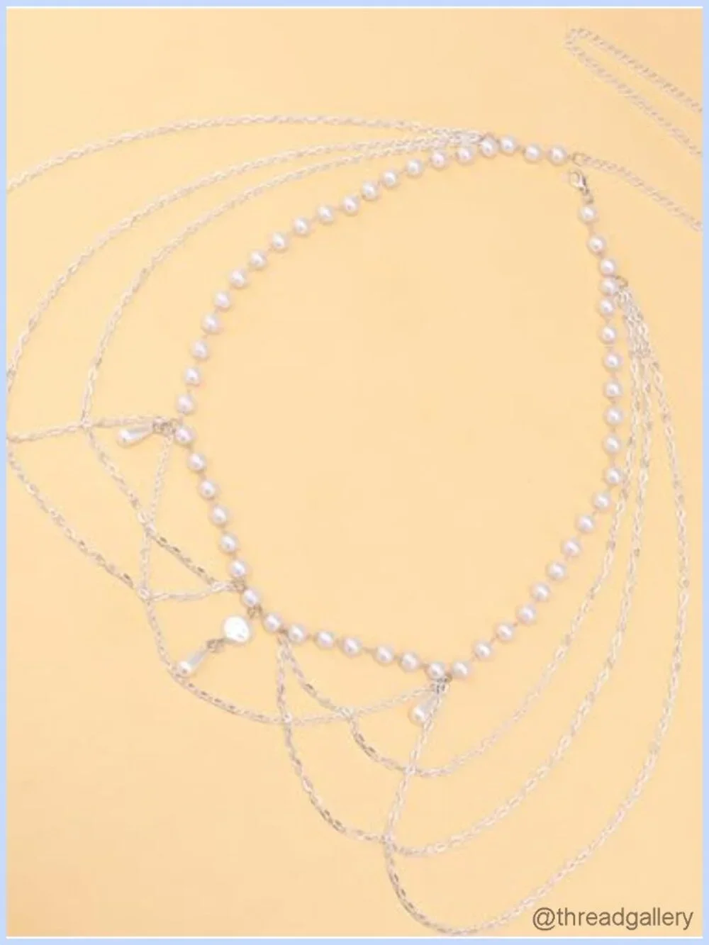 Pearl Waist Chain Belt for Women Plus Size Layered Metal Body Jewelry